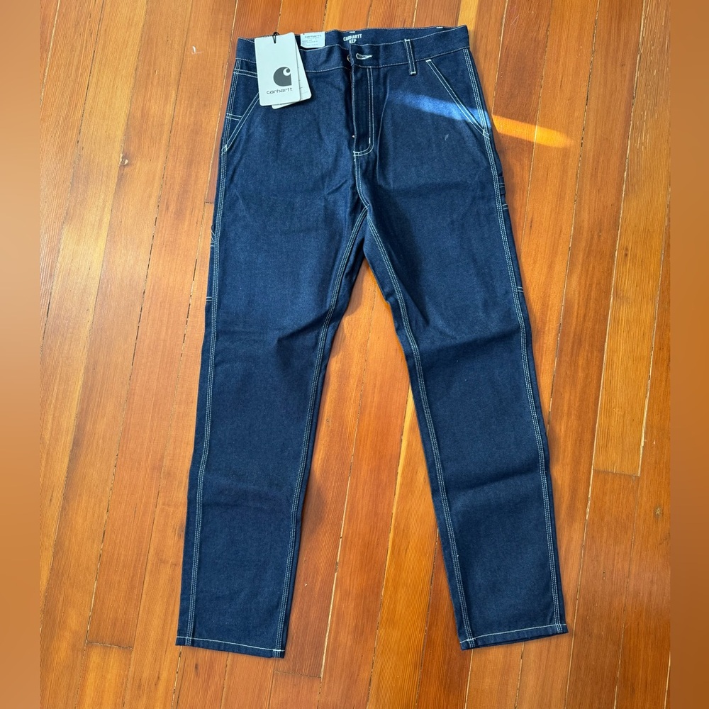 Carhartt WIP Ruck Single-Knee Indigo denim cargo pant in Norco wash 31”x32” NWT